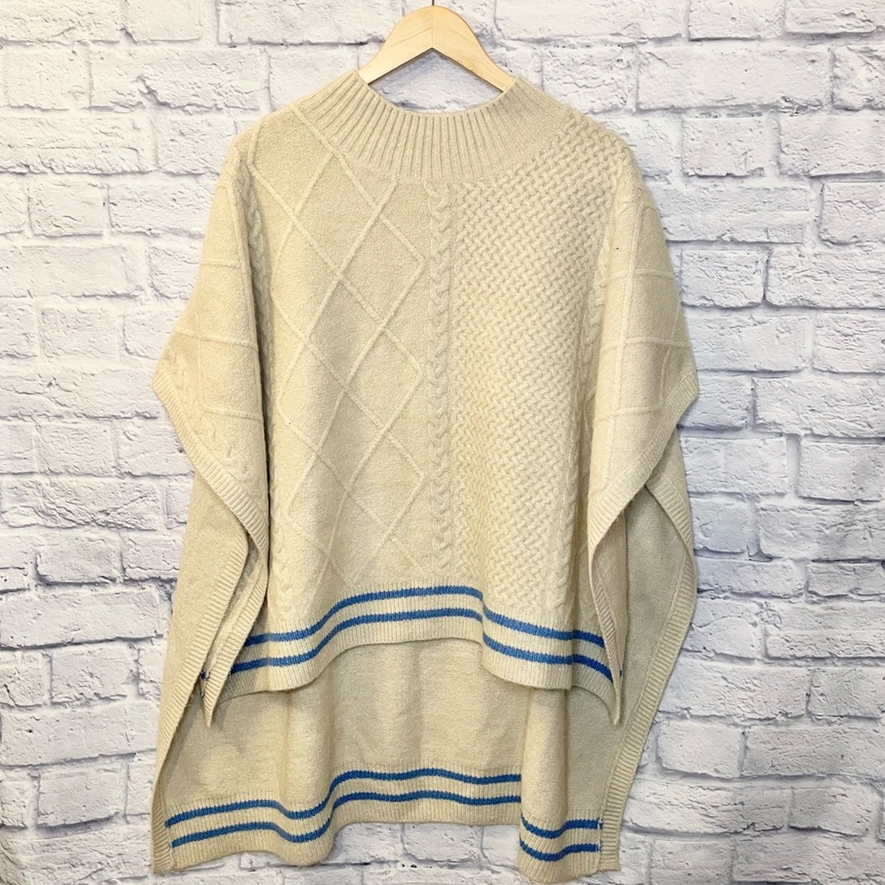 Free People Harbour Stripe Cable knit Poncho